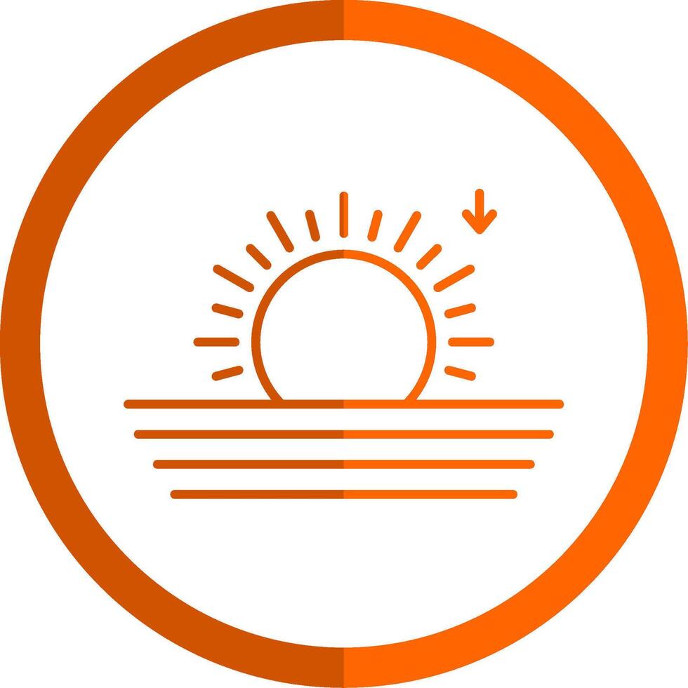 Sunset Line Orange Circle Icon vector