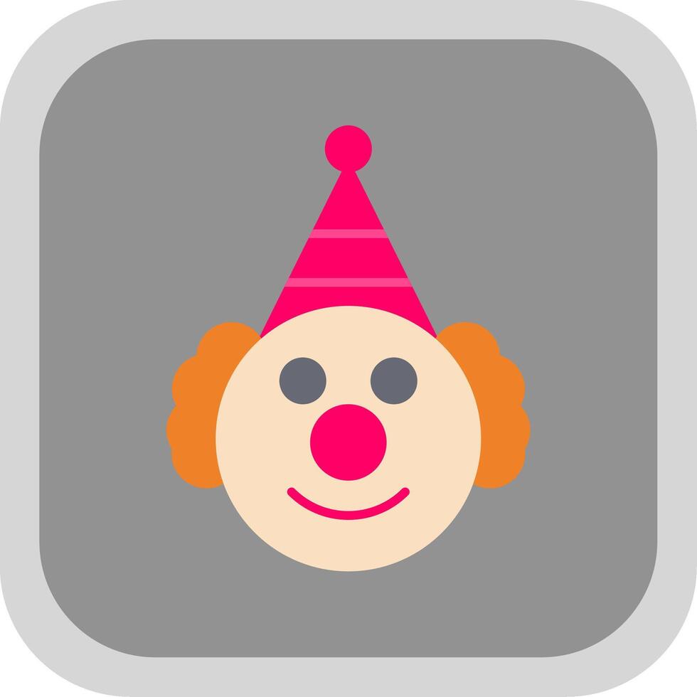 Clown Flat Round Corner Icon vector