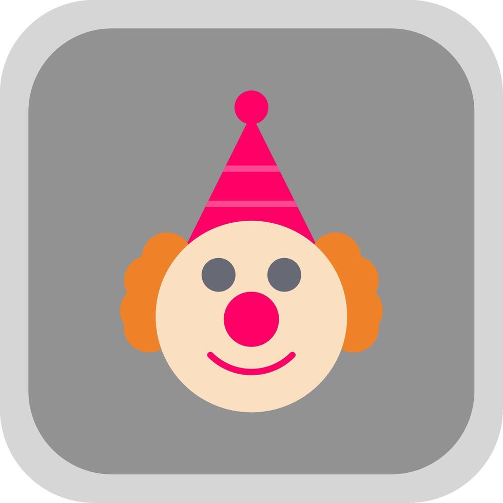 Clown Flat Round Corner Icon vector