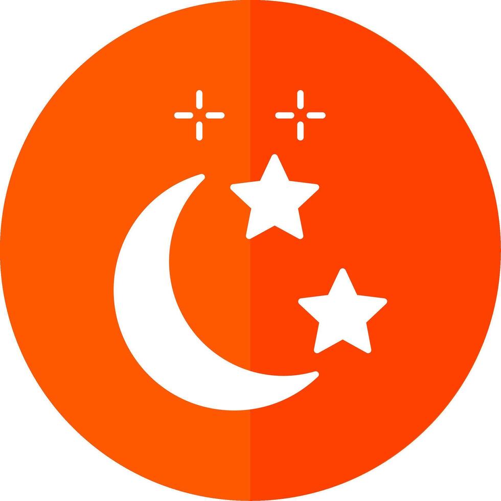 Moon and Star Glyph Red Circle Icon vector
