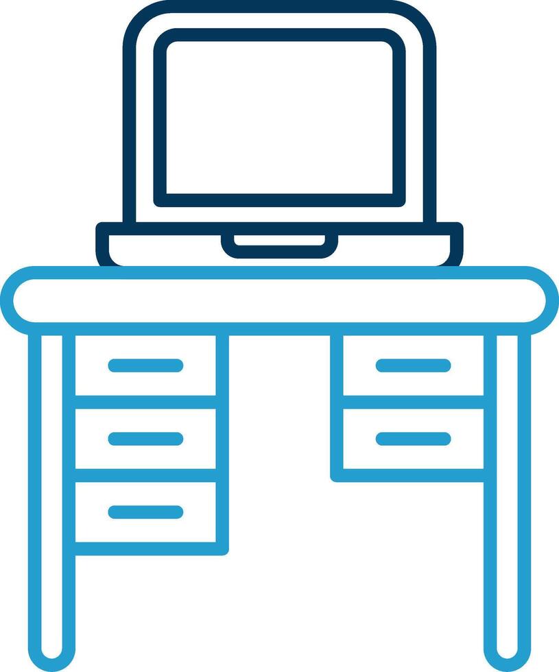 oficina escritorio línea azul dos color icono vector