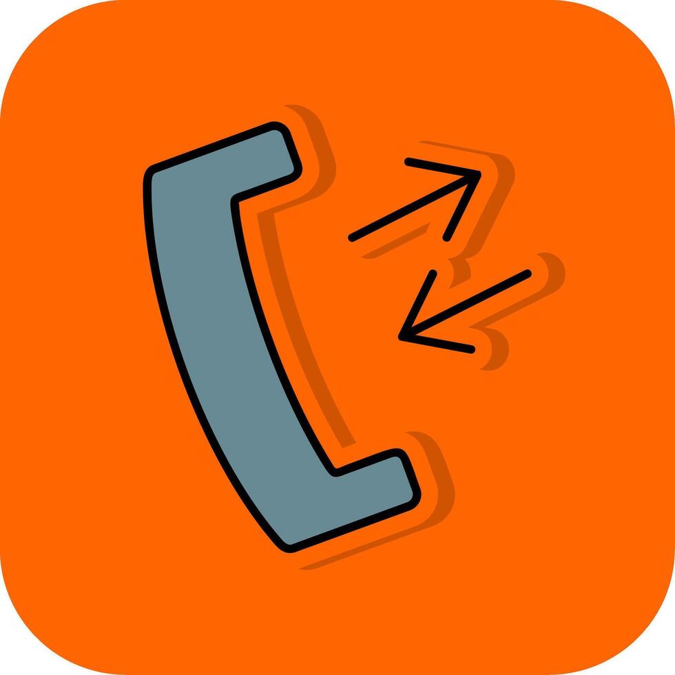 Phone Receiver Filled Orange background Icon vector