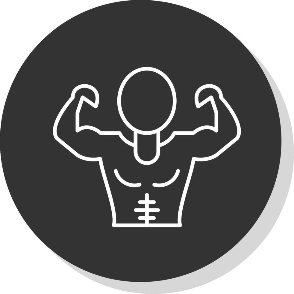 Muscle Man Line Grey Circle Icon vector