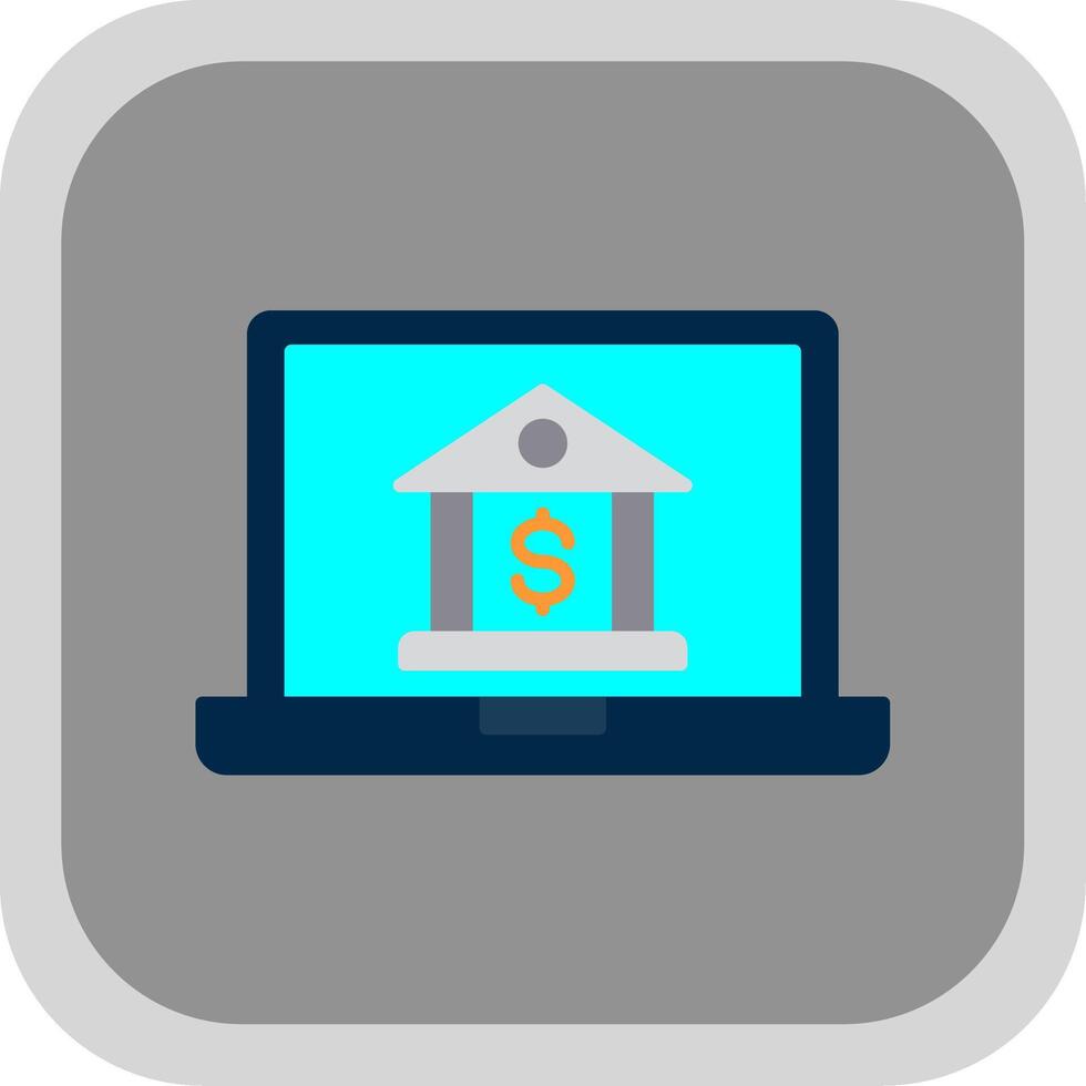 Online Banking Flat Round Corner Icon vector