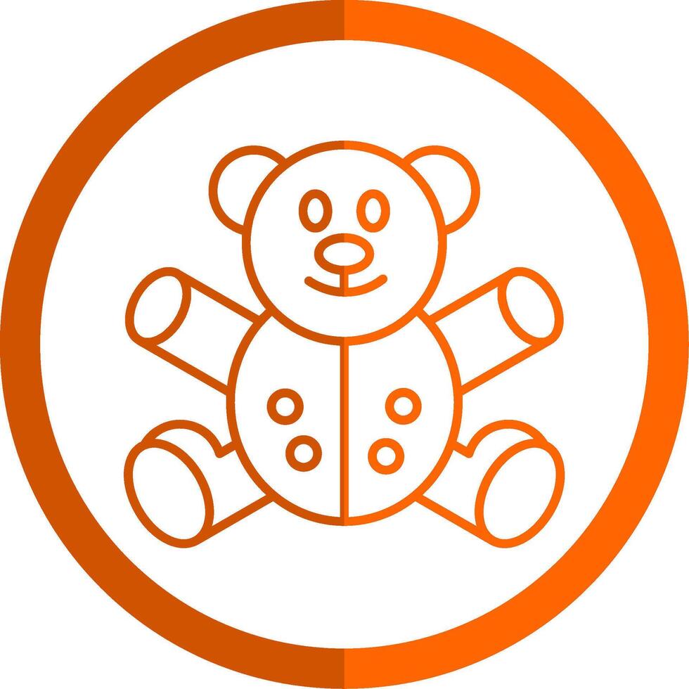 Bear Line Orange Circle Icon vector