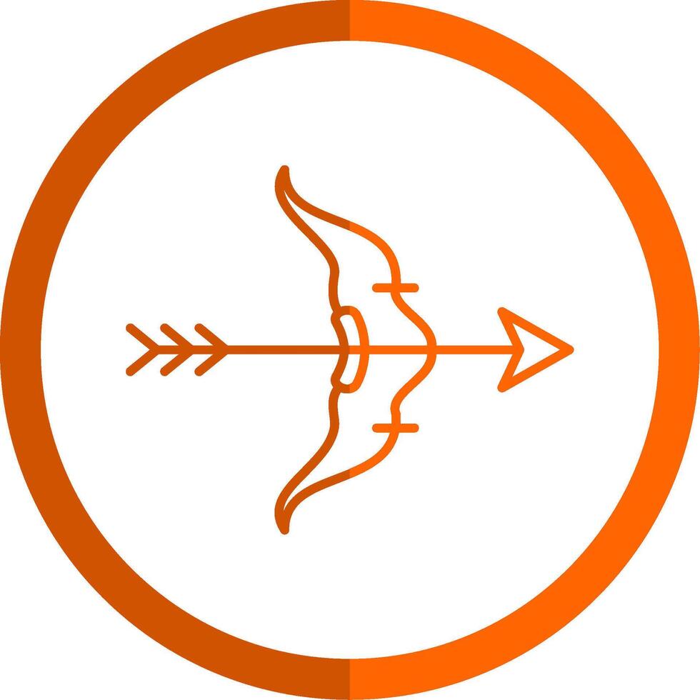 Bow And Arrow Line Orange Circle Icon vector