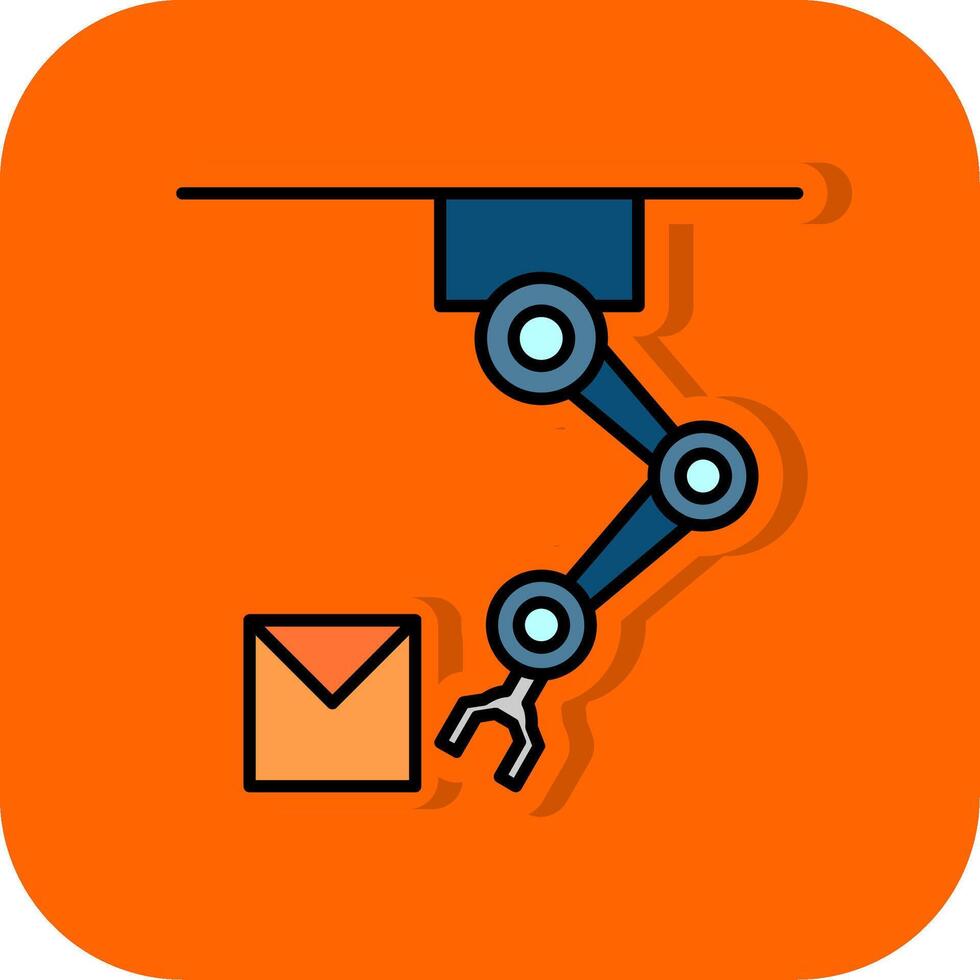 industrial robot lleno naranja antecedentes icono vector