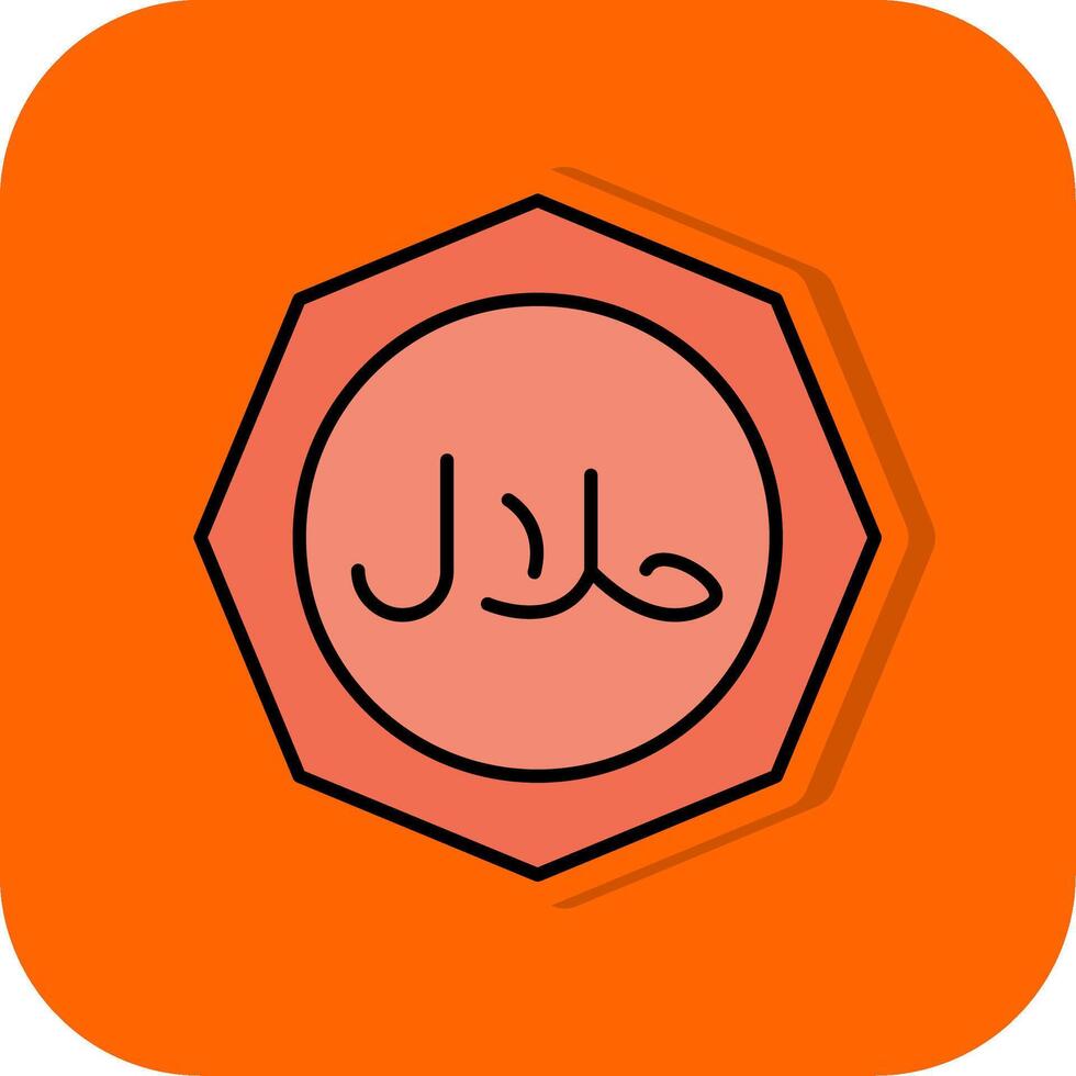 Halal Filled Orange background Icon vector