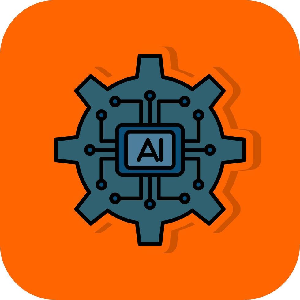 Artificial Intelligence Filled Orange background Icon vector