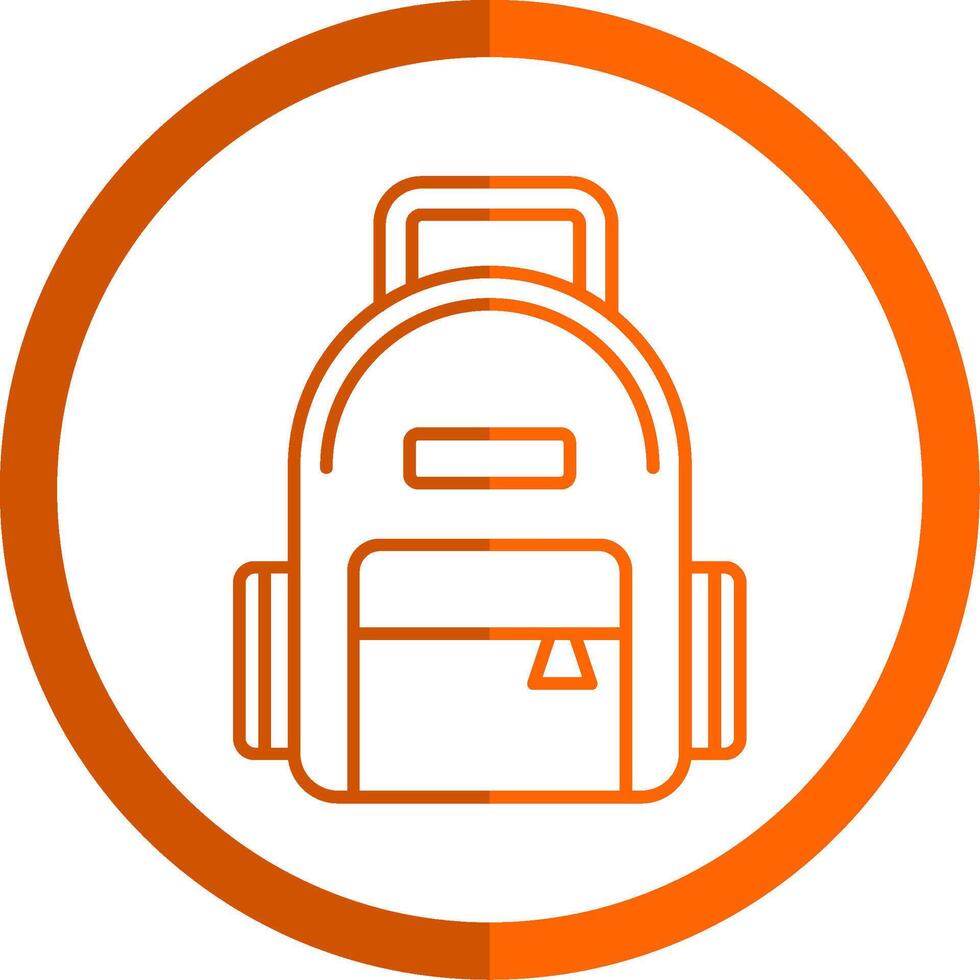 Backpack Line Orange Circle Icon vector