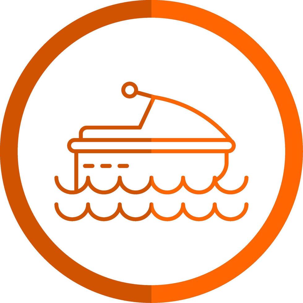 Jet Ski Line Orange Circle Icon vector