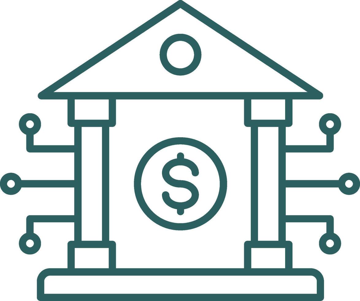 Banking System Line Gradient Round Corner Icon vector