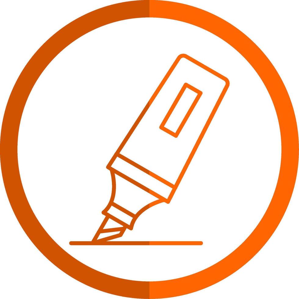 Highlighter Line Orange Circle Icon vector