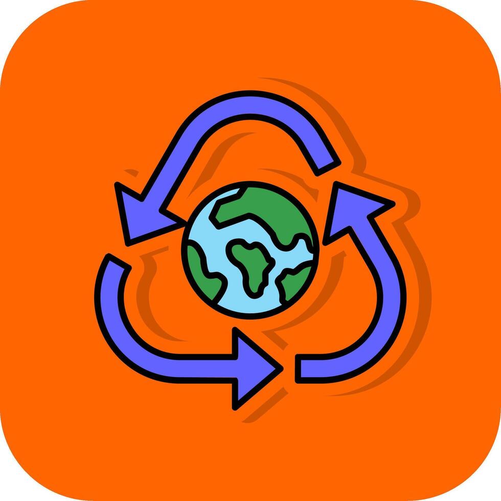 Recycle Filled Orange background Icon vector