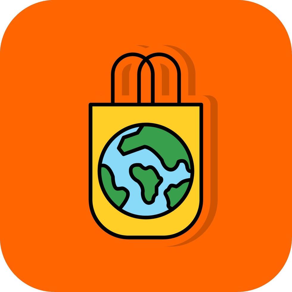 Eco Bag Filled Orange background Icon vector