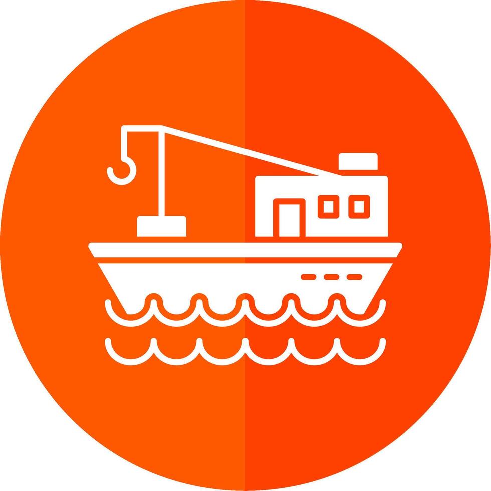 Fishing Boat Glyph Red Circle Icon vector