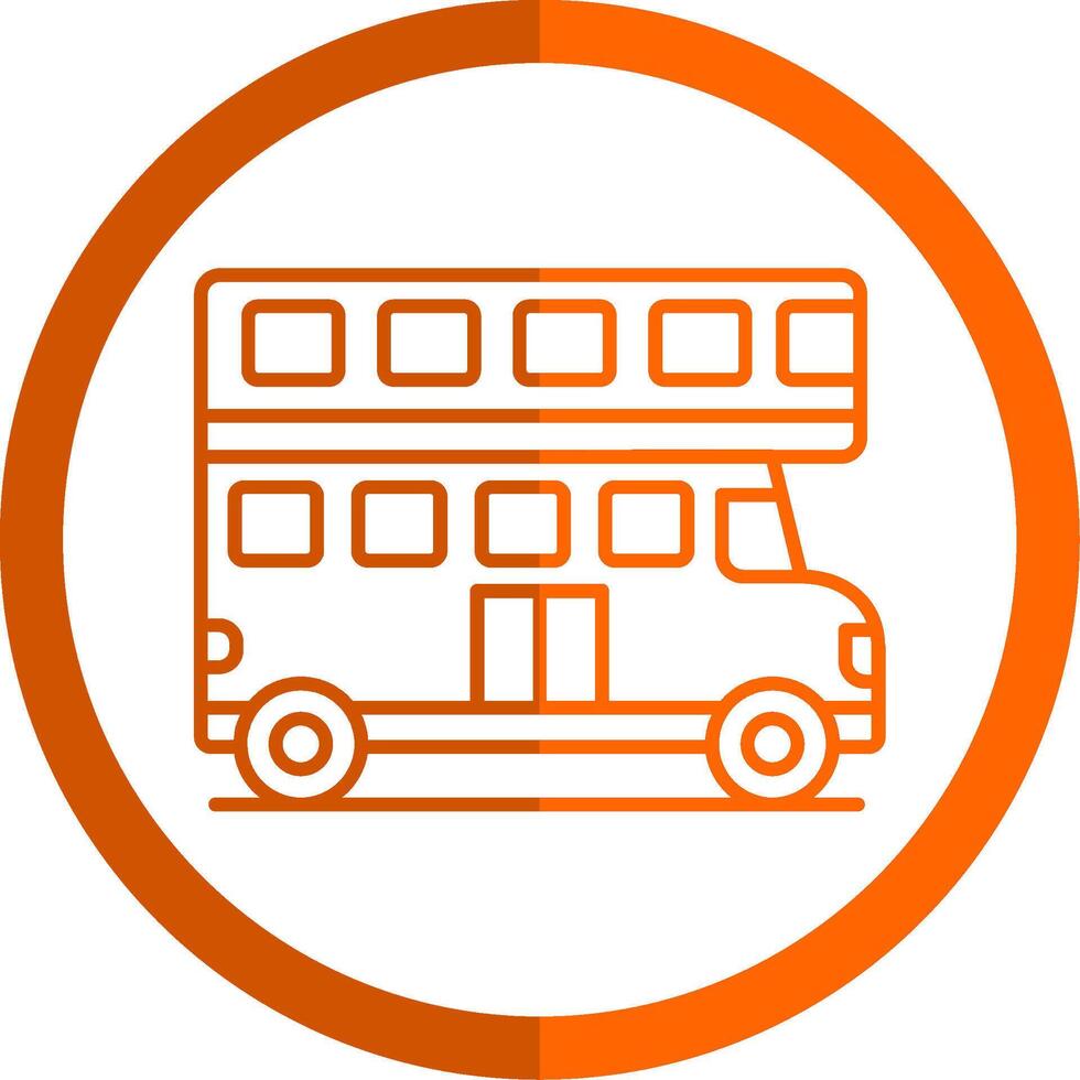 Double Bus Line Orange Circle Icon vector