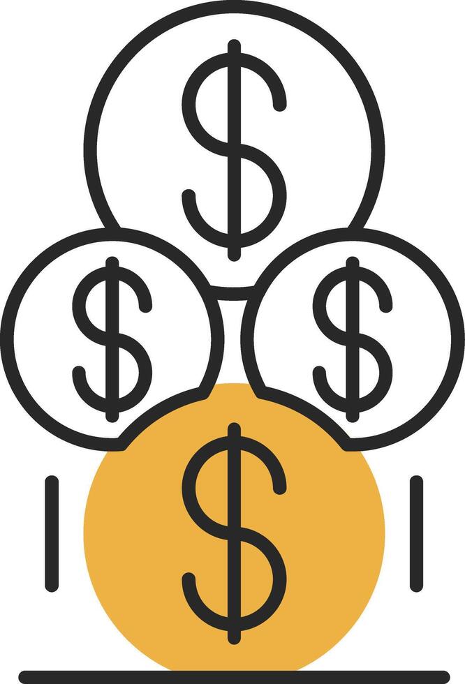 Coins Skined Filled Icon vector