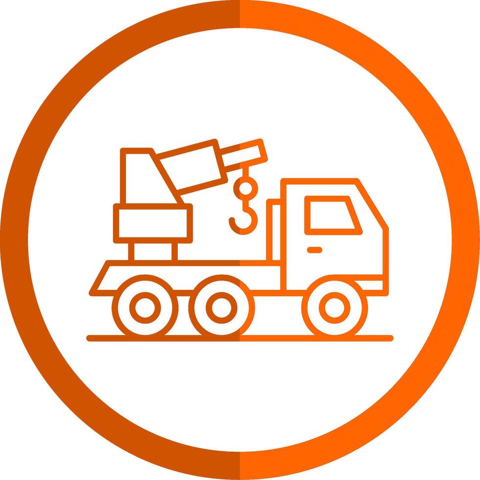 grua camión línea naranja circulo icono vector