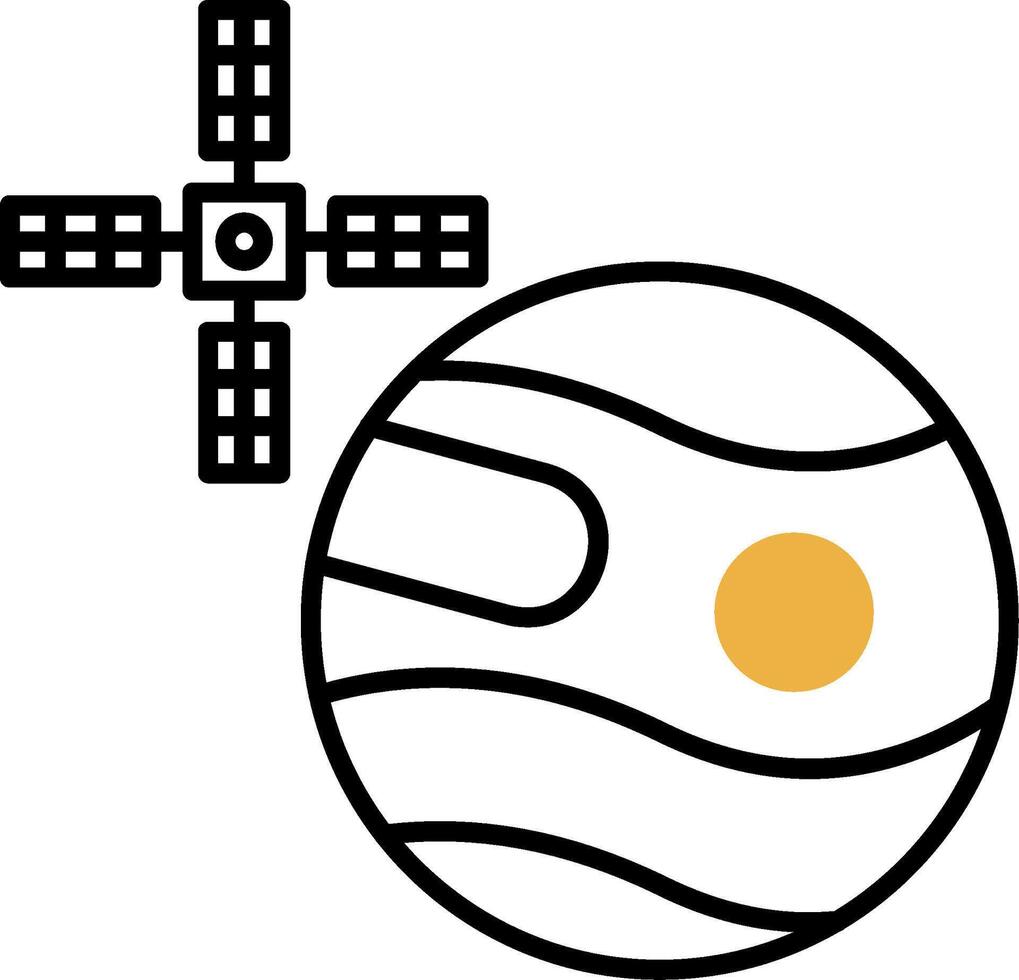 Uranus With Satellite Skined Filled Icon vector