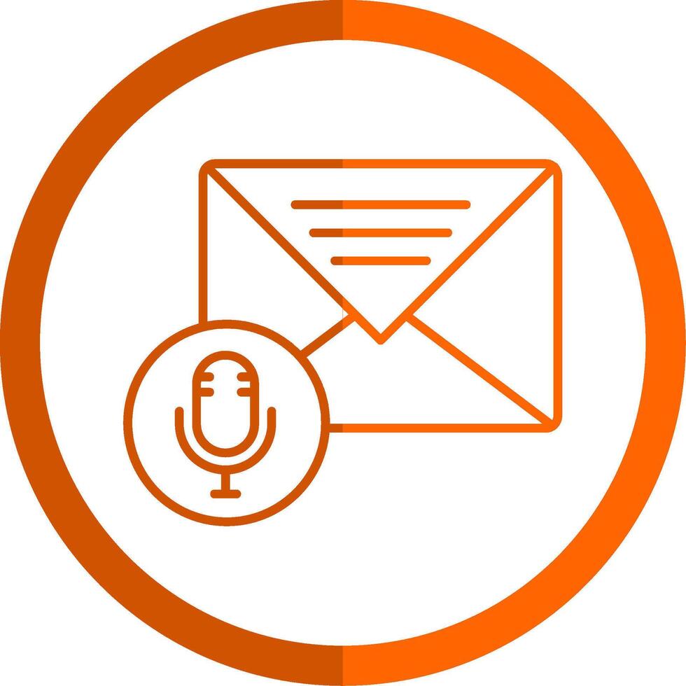 Audio Message Line Orange Circle Icon vector