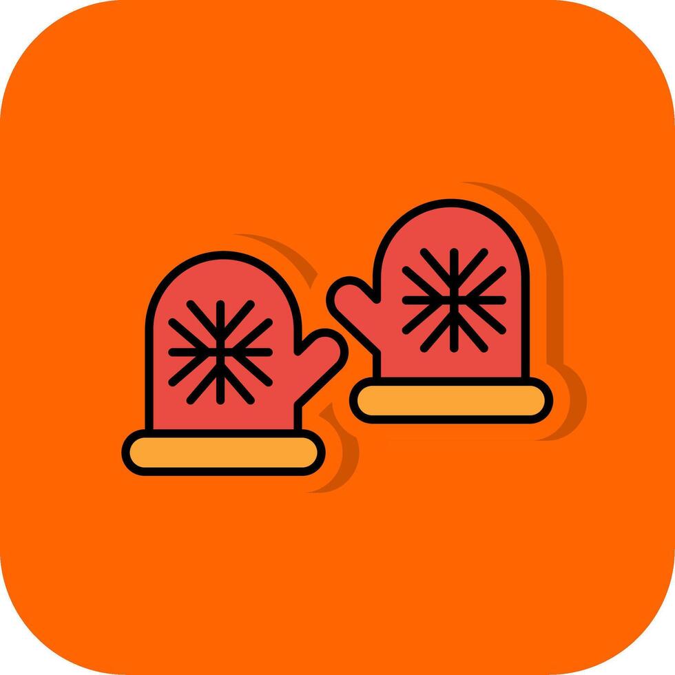 Winter Gloves Filled Orange background Icon vector