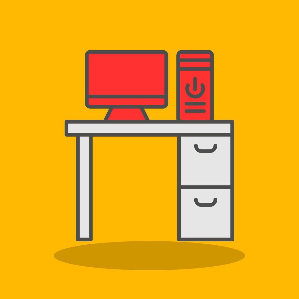 Table Filled Shadow Icon vector