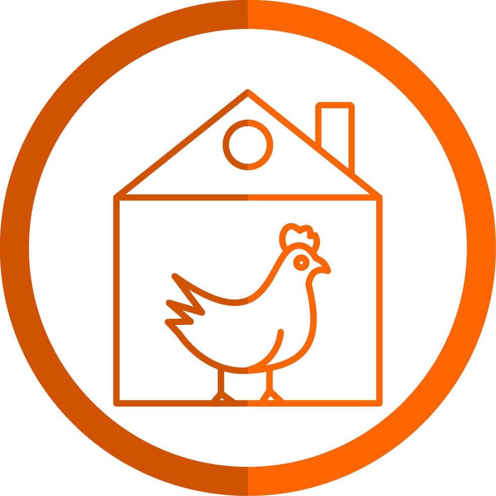 Chicken Line Orange Circle Icon vector