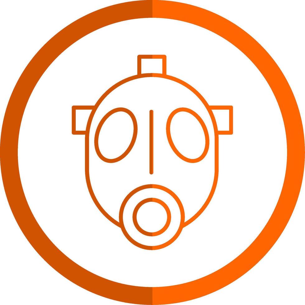 Gas Mask Line Orange Circle Icon vector