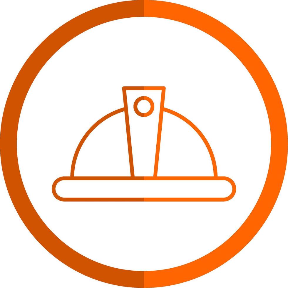 Helmet Line Orange Circle Icon vector