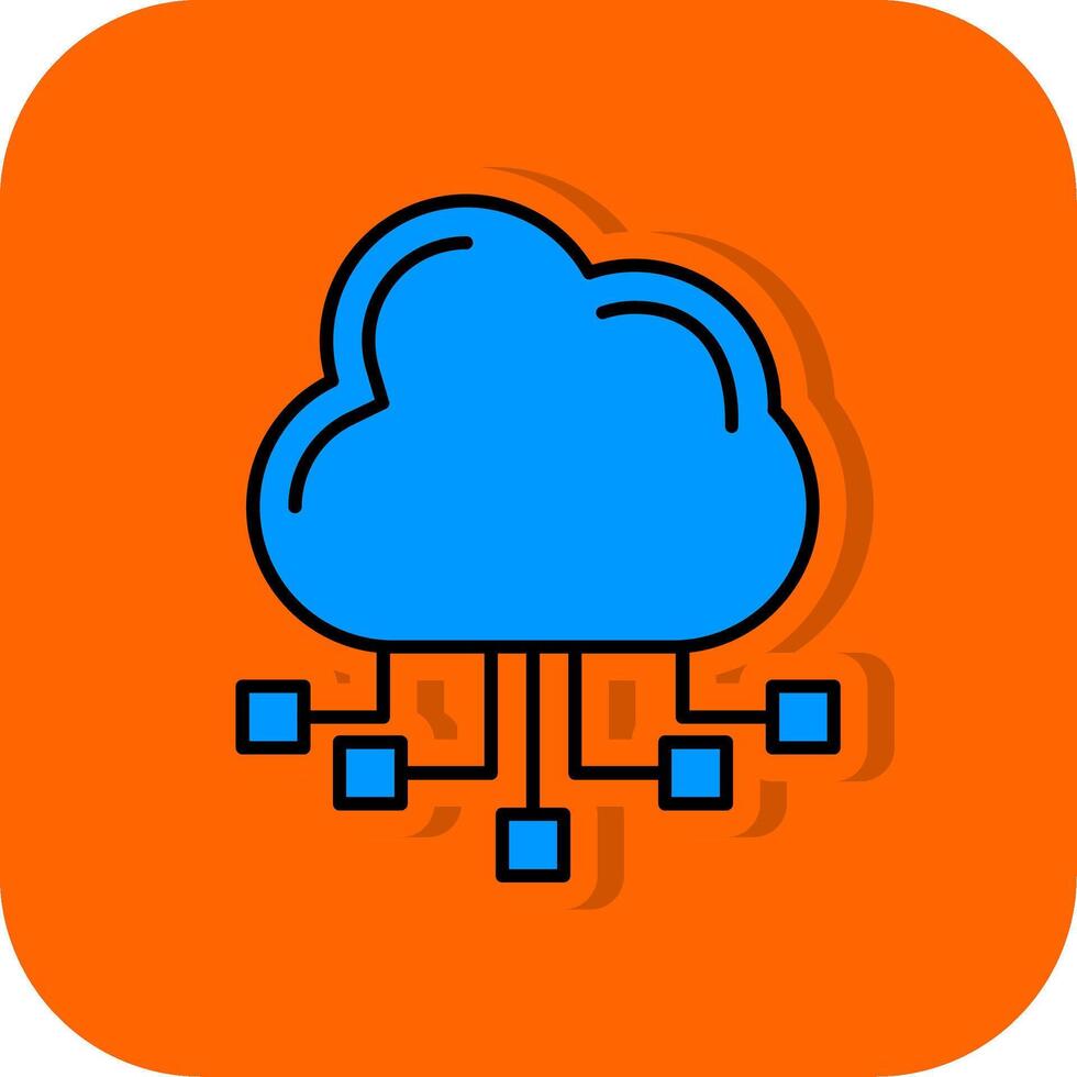 Cloud Server Filled Orange background Icon vector