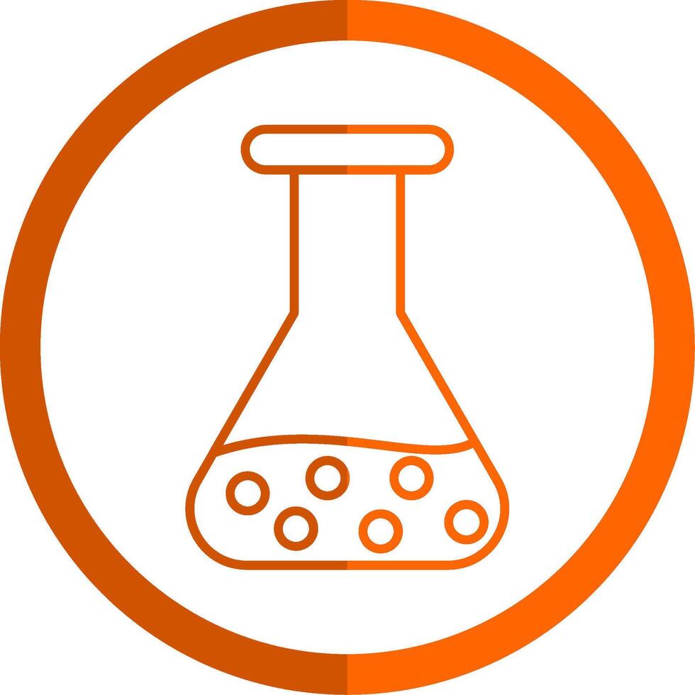 Beaker Line Orange Circle Icon vector