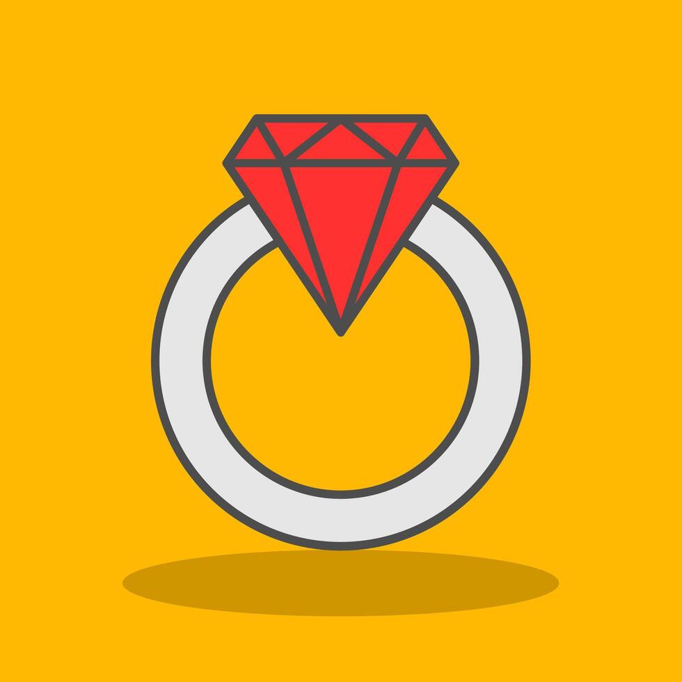 Diamond Ring Filled Shadow Icon vector