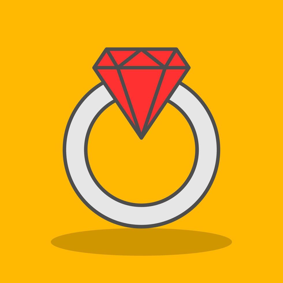 Diamond Ring Filled Shadow Icon vector