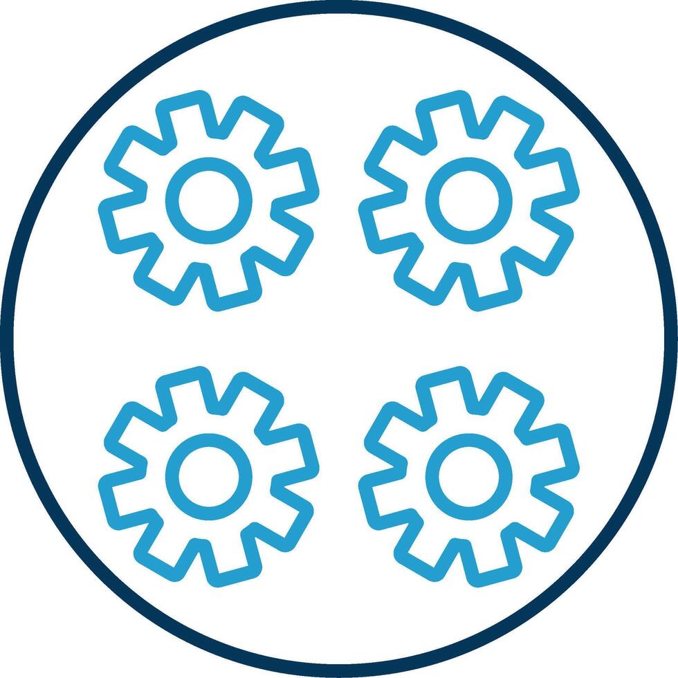 Gears Line Blue Two Color Icon vector