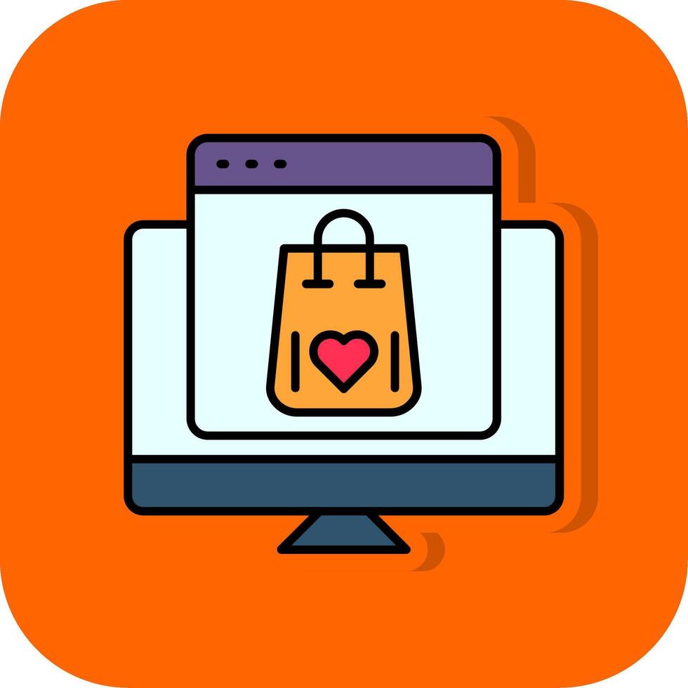 Online Shop Filled Orange background Icon vector