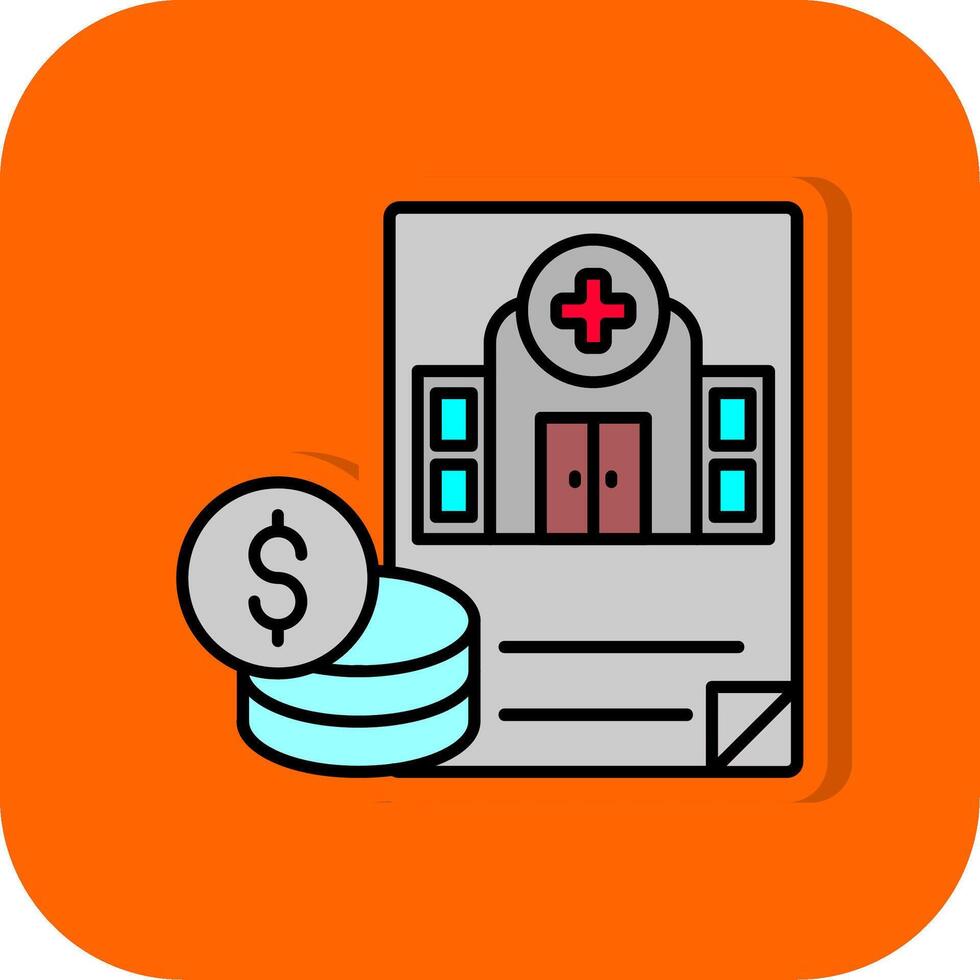 Hospital Budget Filled Orange background Icon vector