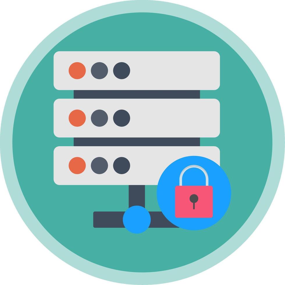 Locked Data Flat Multi Circle Icon vector