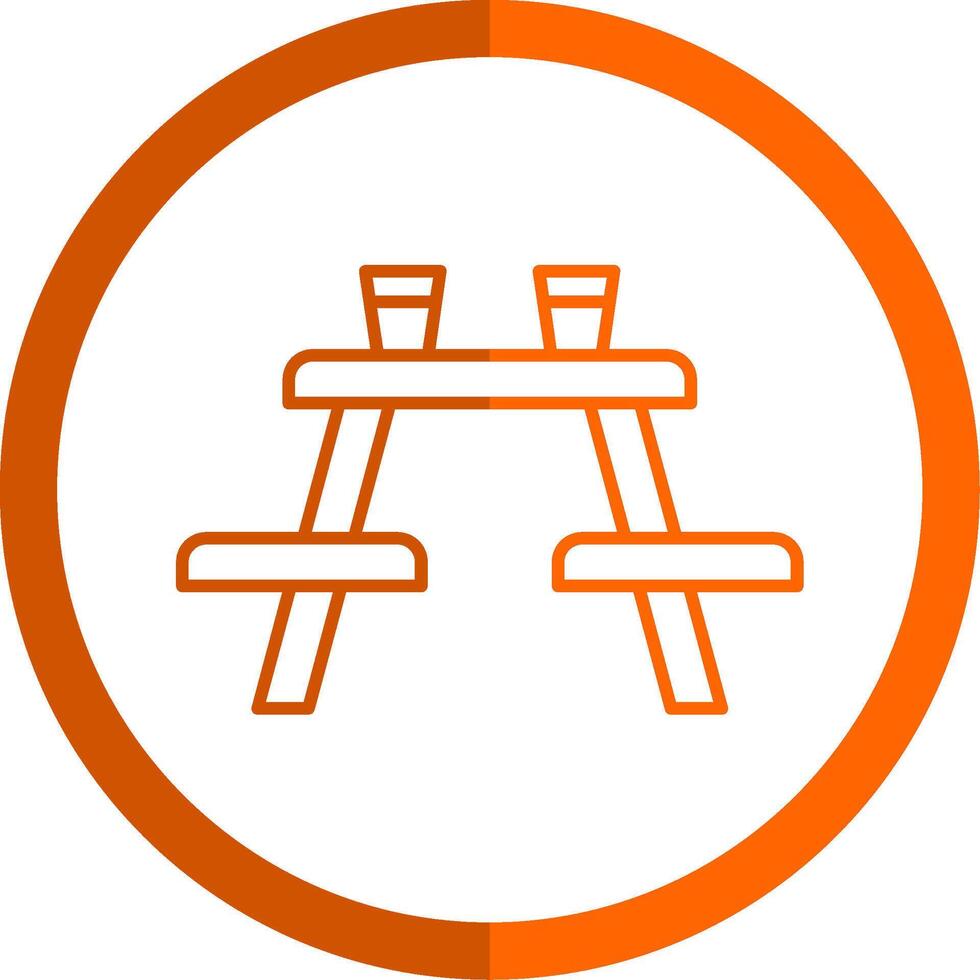 Picnic Table Line Orange Circle Icon vector