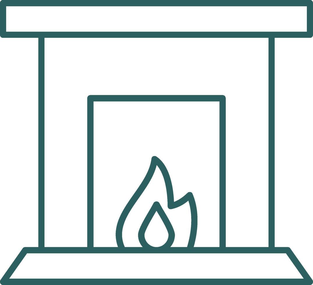 Fireplace Line Gradient Round Corner Icon vector