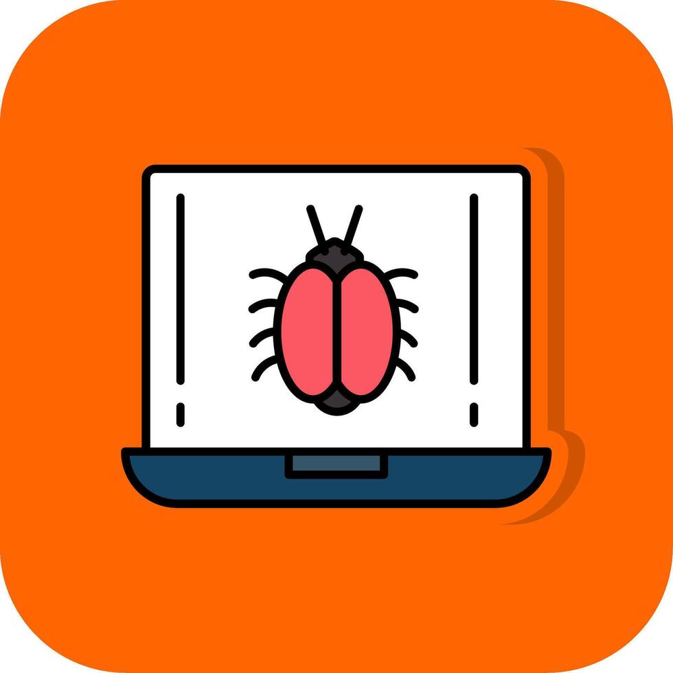 Bug Filled Orange background Icon vector