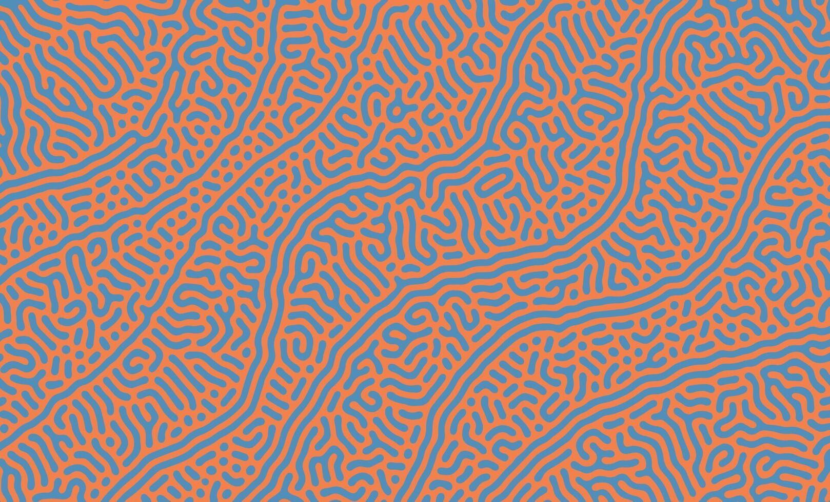 Blue and Orange organic turing irregular lines background with unique pattern design vector