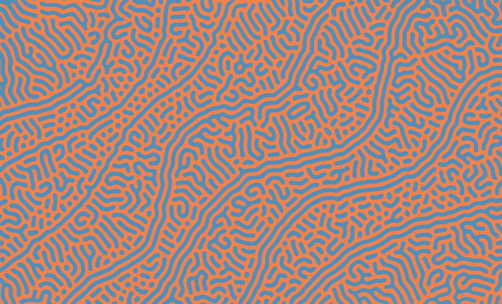 Blue and Orange organic turing irregular lines background with unique pattern design vector