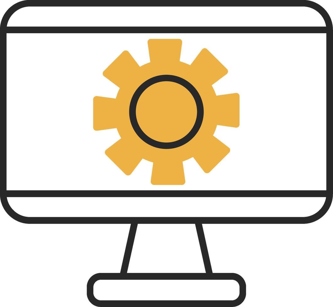 Monitor Screen Skined Filled Icon vector