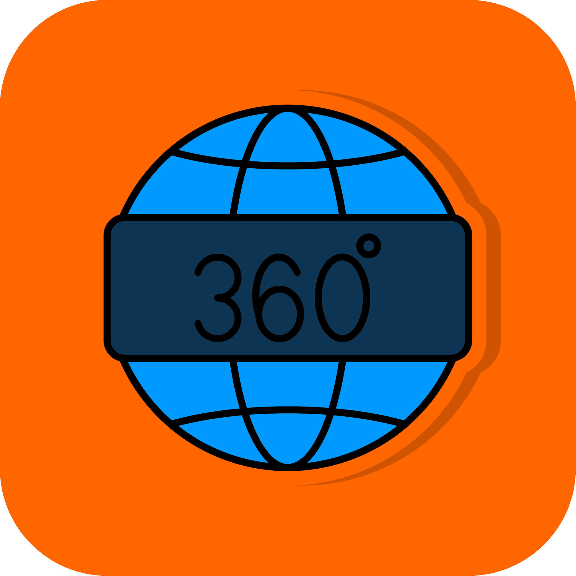 360 View Filled Orange background Icon 42989122 Vector Art at Vecteezy