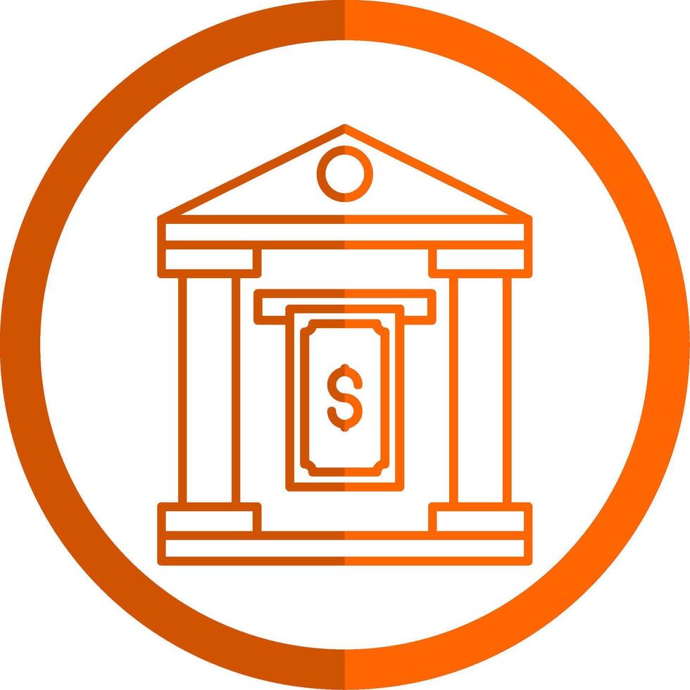 Cash Withdraw Line Orange Circle Icon vector