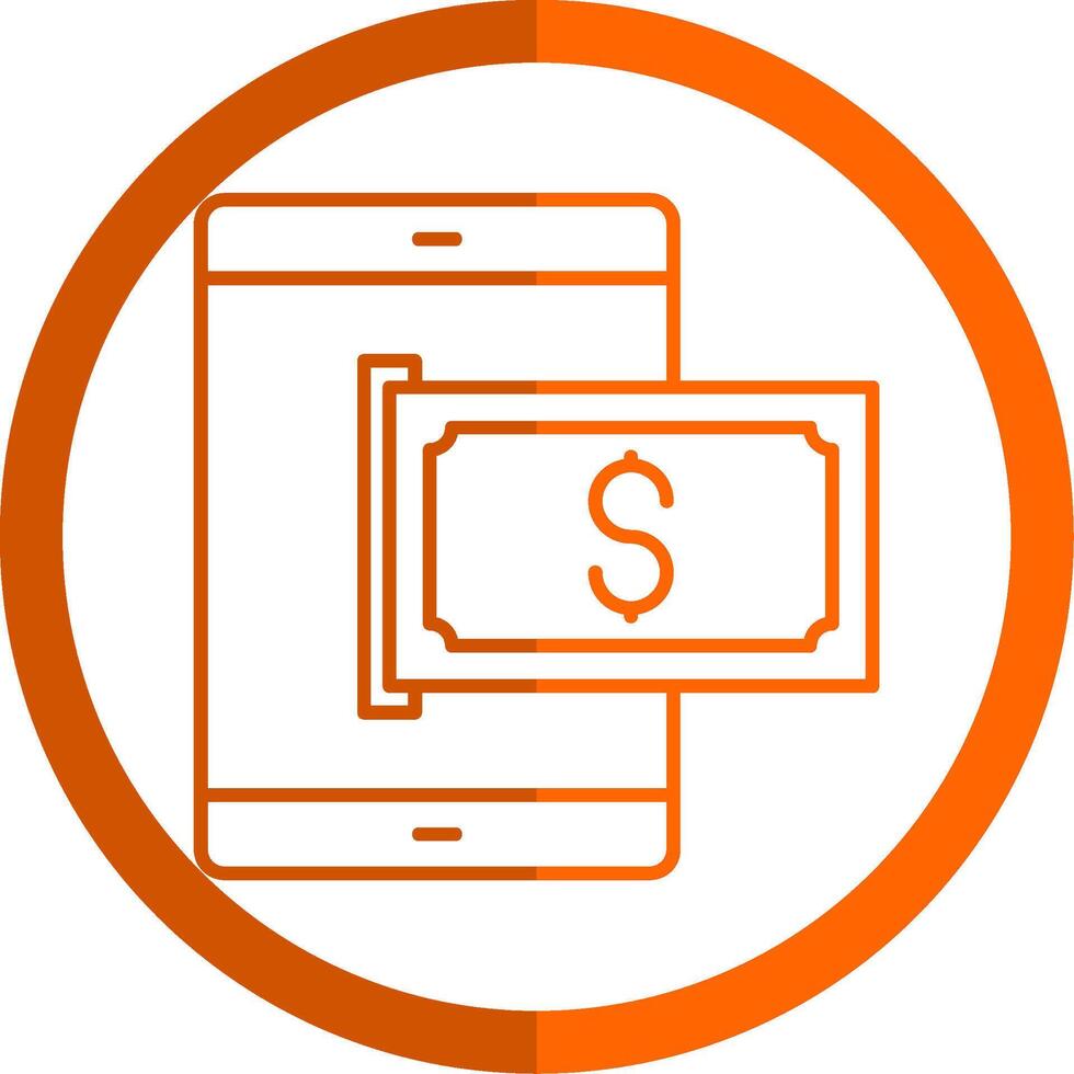 Mobile Pay Line Orange Circle Icon vector