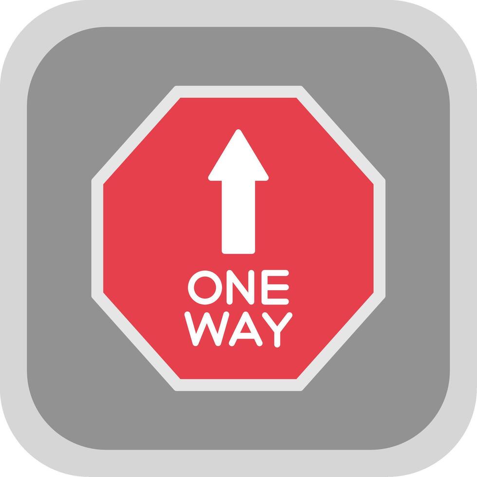 One Way Flat Round Corner Icon vector