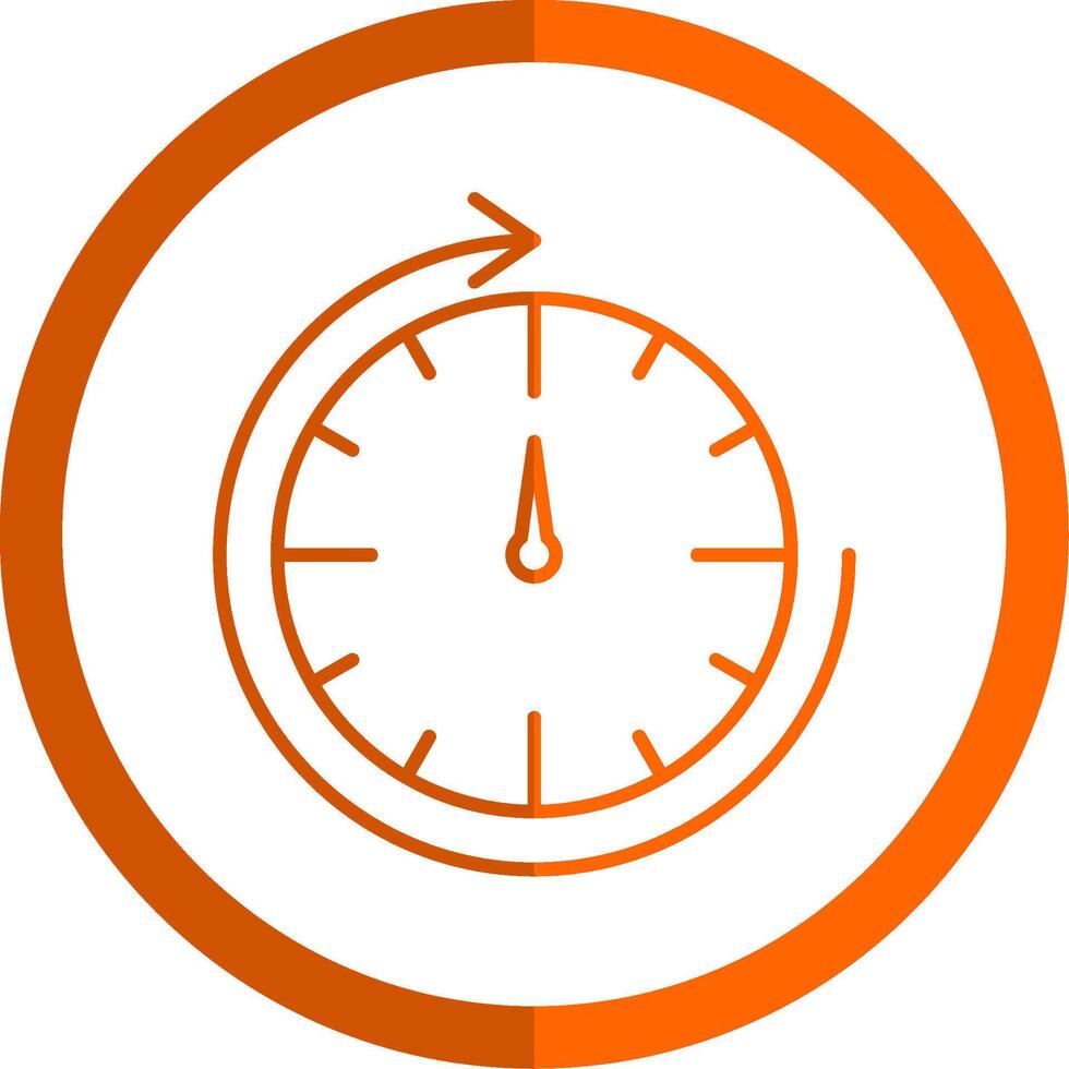 Round Clock Line Orange Circle Icon vector