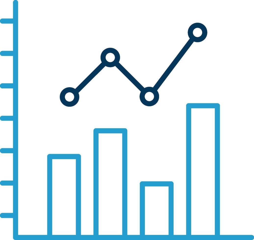 bar gráfico línea azul dos color icono vector